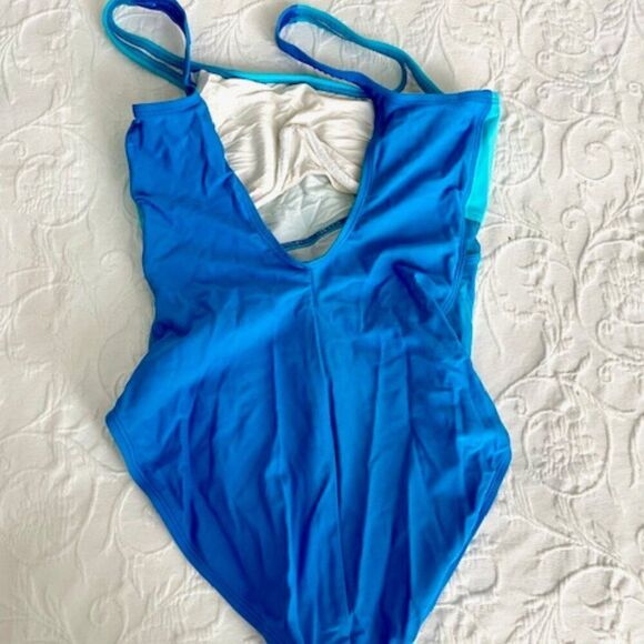 Anne Cole Collection Blue One Piece Mesh w/ Underwire Bra Bathing Swim Suit 16 - Picture 2 of 7